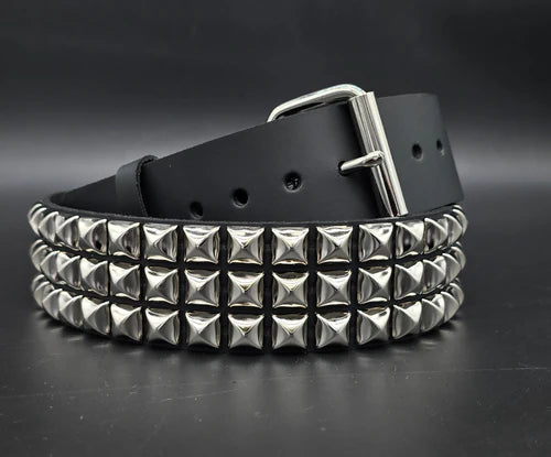 Funk Plus | 3 Row Pyramid Stud Leather Belt