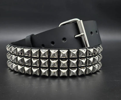 Funk Plus | 3 Row Pyramid Stud Leather Belt