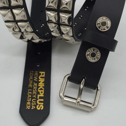 Funk Plus | 2 Row Pyramid Stud Leather Belt - Black
