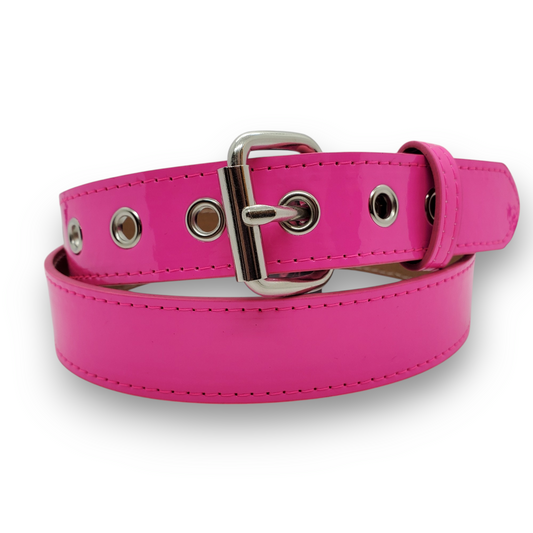Funk Plus | 1 1/4" Plain Vegan Leather Belt - Shiny Hot Pink