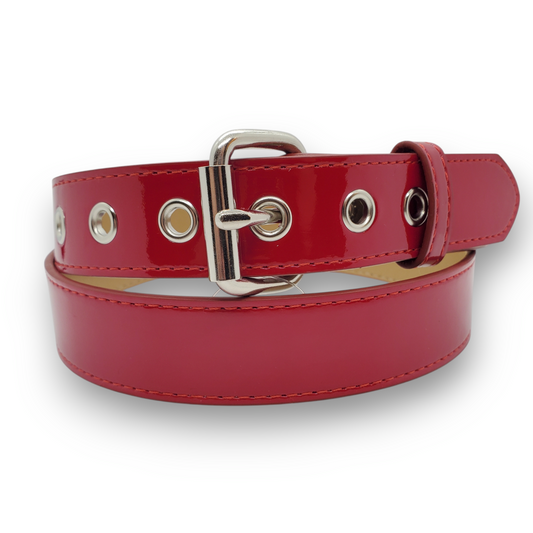 Funk Plus | 1 1/4" Plain Vegan Leather Belt - Shiny Red