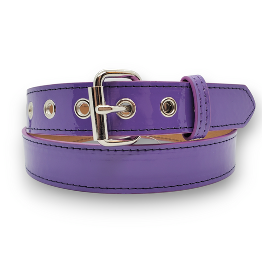 Funk Plus | 1 1/4" Plain Vegan Leather Belt - Shiny Purple