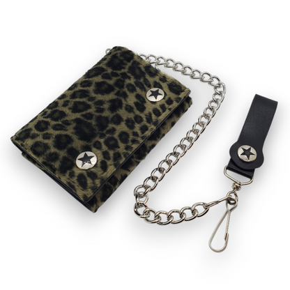 Funk Plus | Chain Wallet - Fuzzy Green Leopard