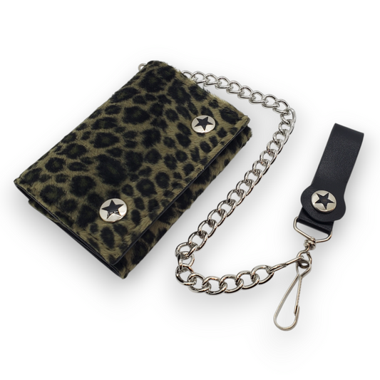 Funk Plus | Chain Wallet - Fuzzy Green Leopard
