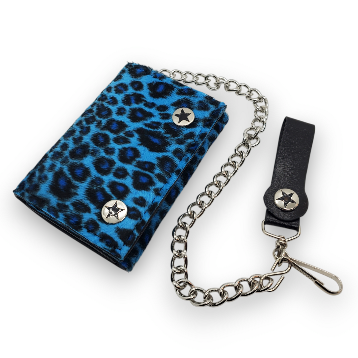 Funk Plus | Chain Wallet - Fuzzy Blue Leopard