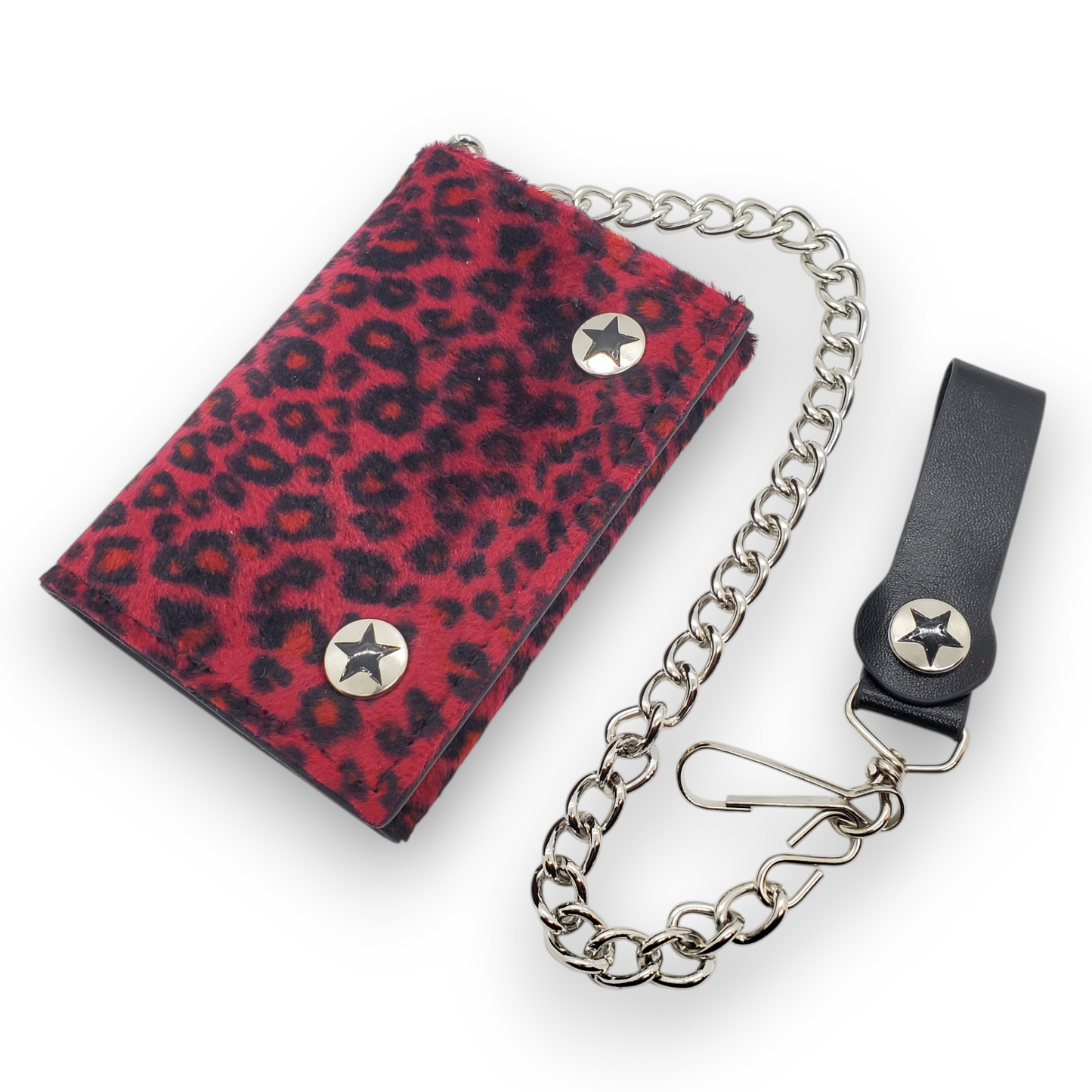 Funk Plus | Chain Wallet - Fuzzy Red Leopard