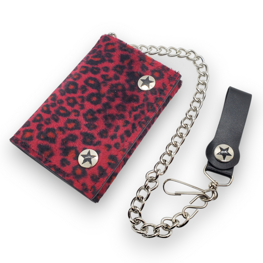 Funk Plus | Chain Wallet - Fuzzy Red Leopard