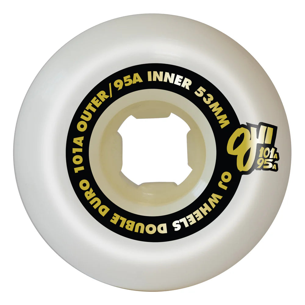 OJ | 53mm/95a Core/99a Outer - Double Duro Mini Combo Shape Wheels - White