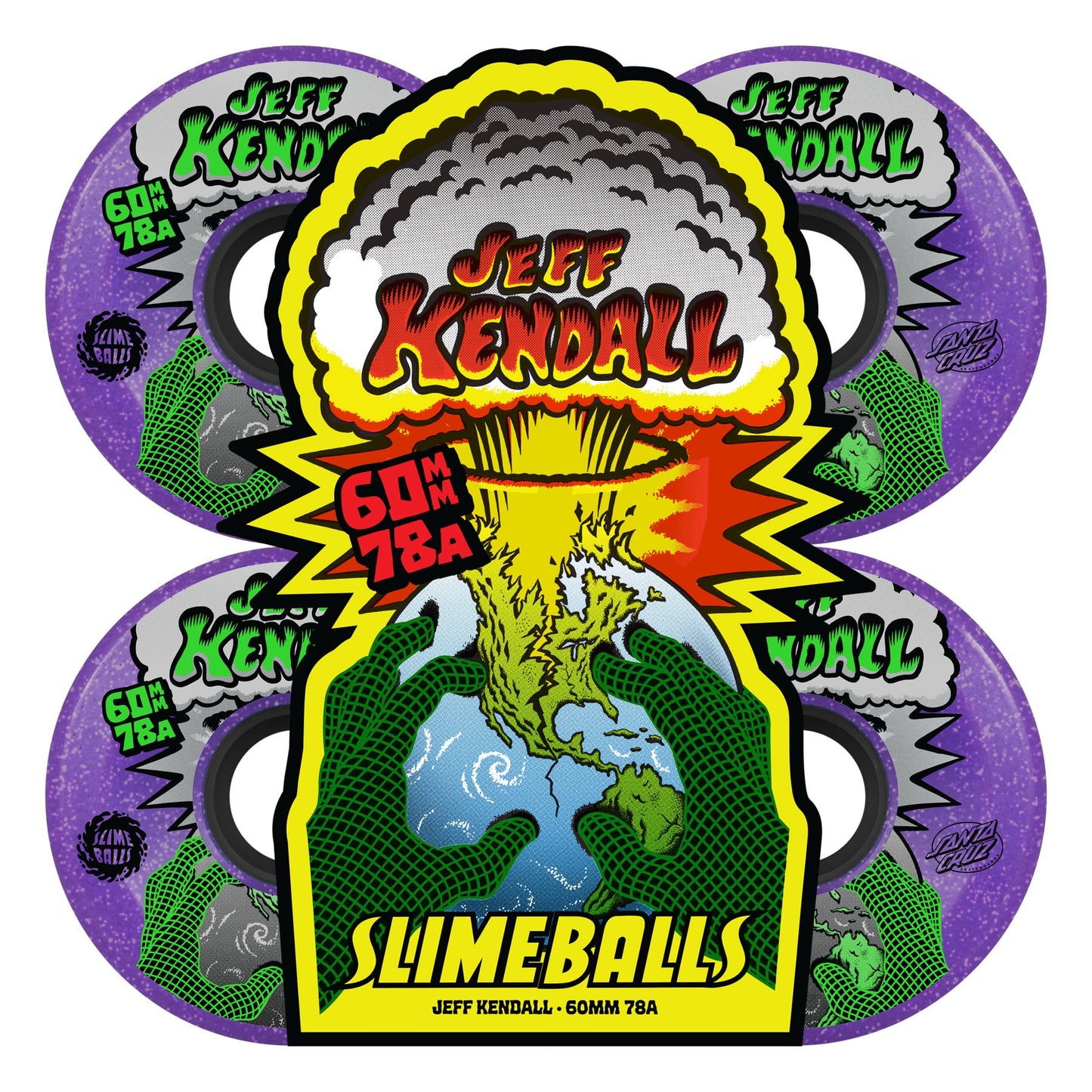 Slimeballs | 60mm/78a Jeff Kendall End Of The World Reissue Skateboard Wheels - Slime Purple