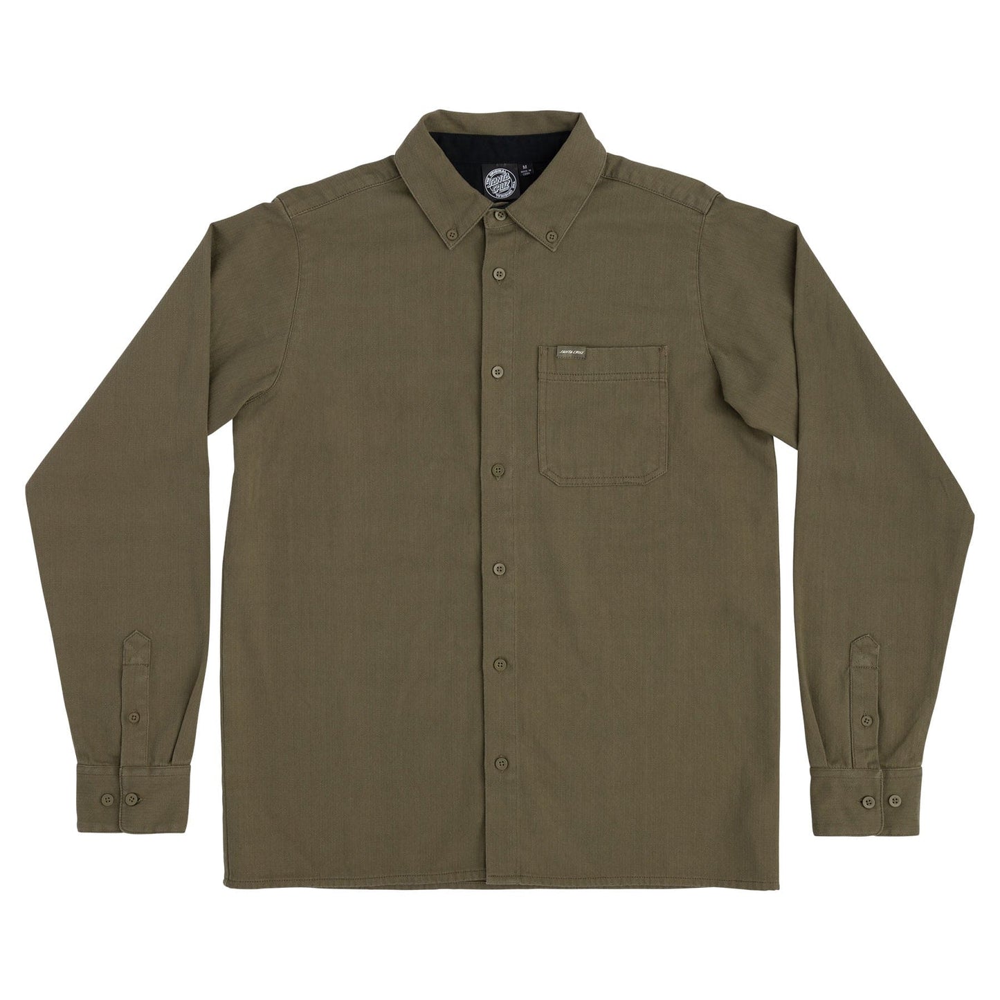 Santa Cruz | Bowman Herringbone Button Up - Olive Drab Green