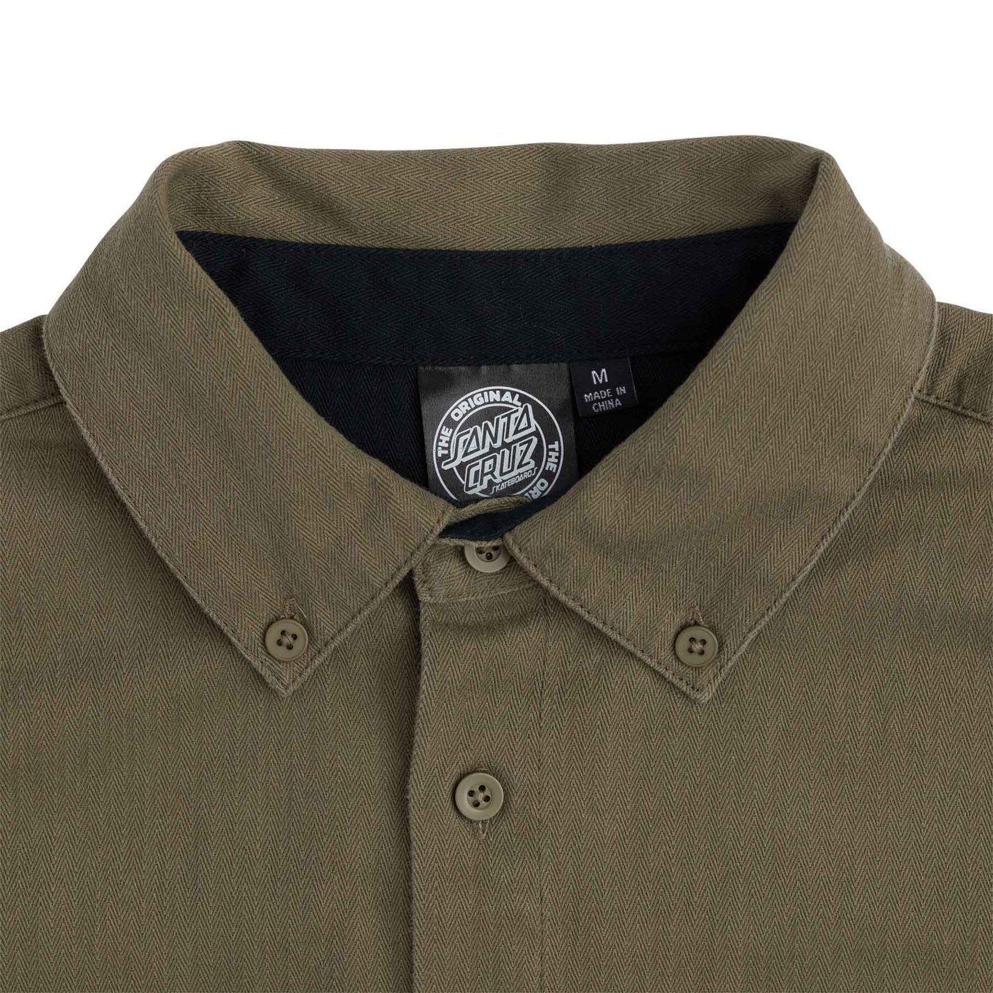 Santa Cruz | Bowman Herringbone Button Up - Olive Drab Green