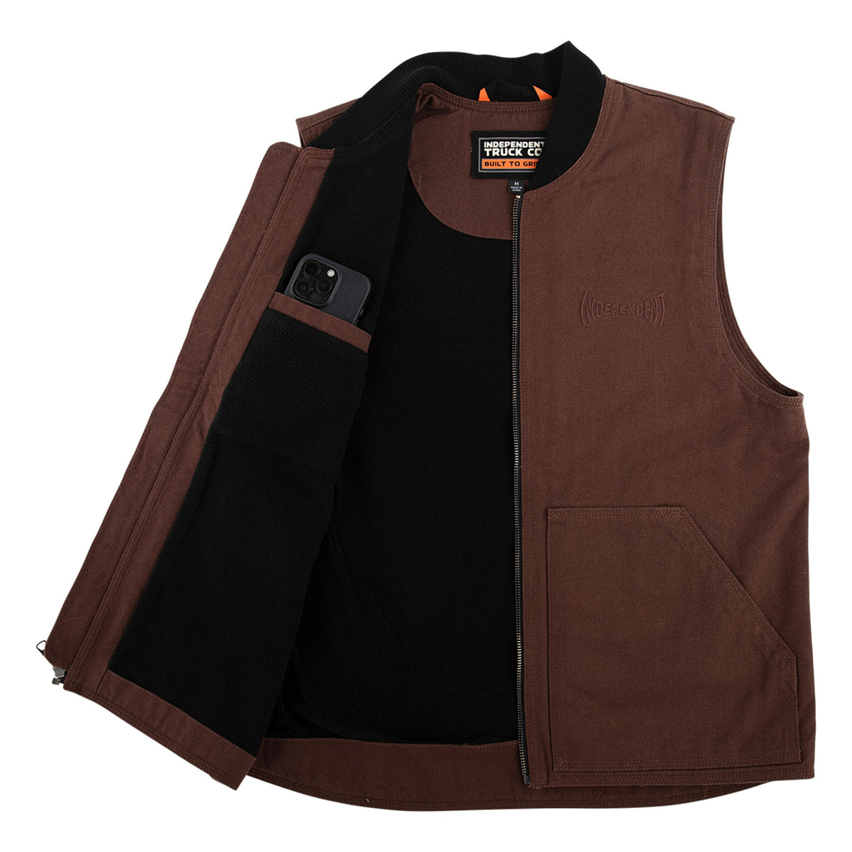 Independent | Built To Grind Canvas Work Vest - Chocolate/Black