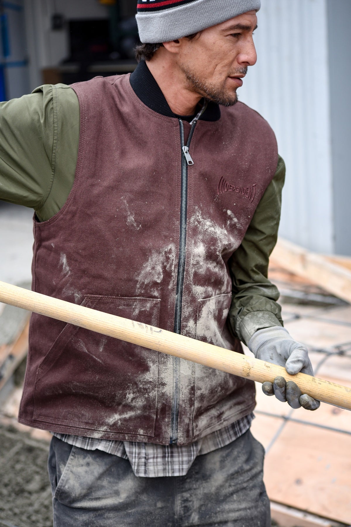Independent | Built To Grind Canvas Work Vest - Chocolate/Black