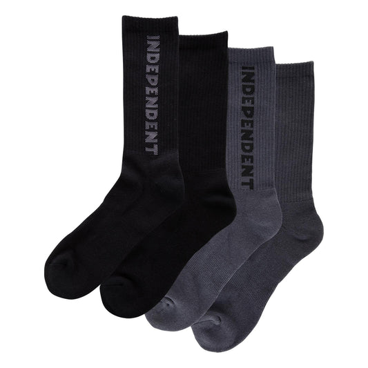 Independent | Baseline 2-Pack Classic Crew Socks - Black/Charcoal