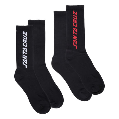 Santa Cruz | Solid Strip 2-Pack Classic Crew Socks - Black