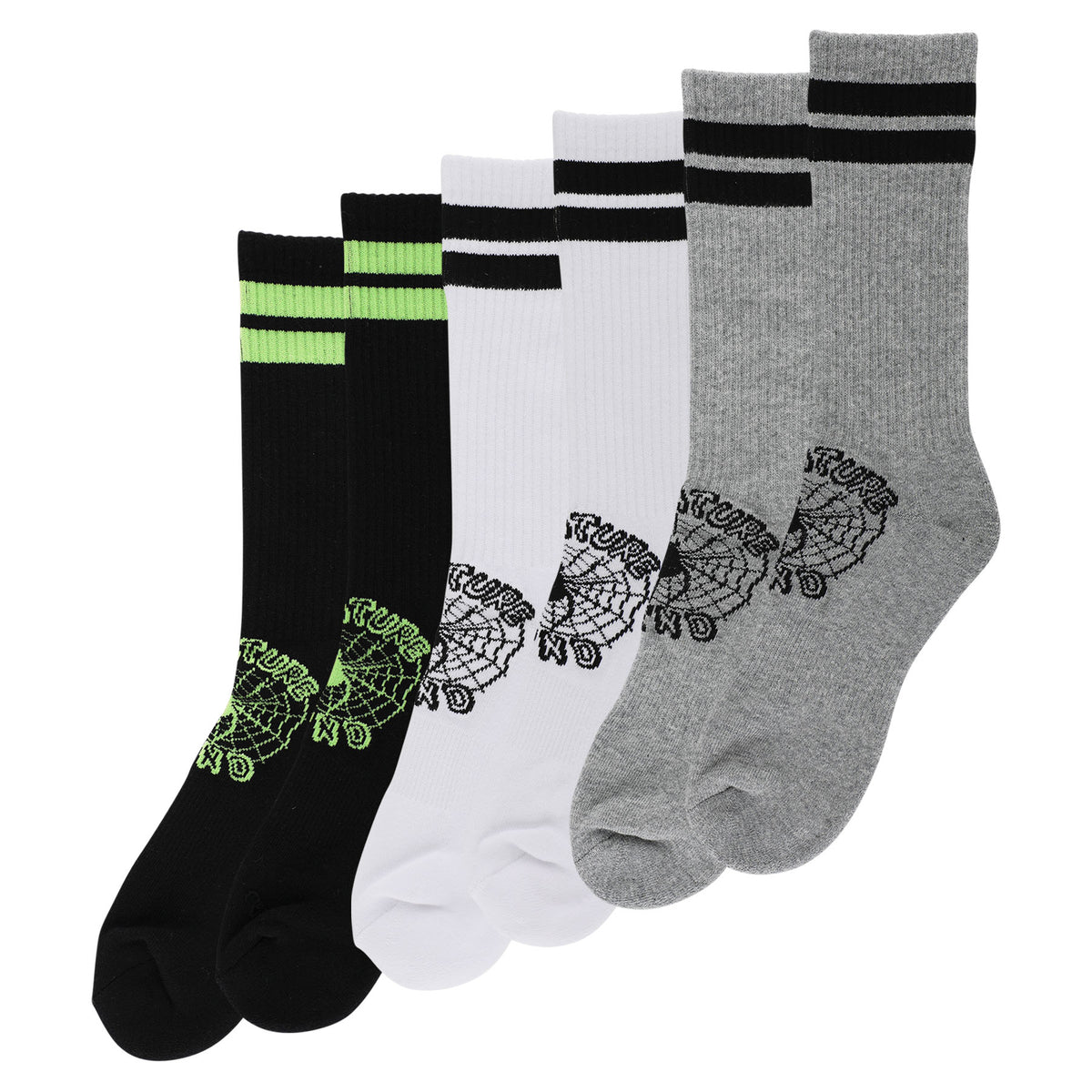 Creature | Web Classic Crew Socks 3-Pack - Black/White/Grey