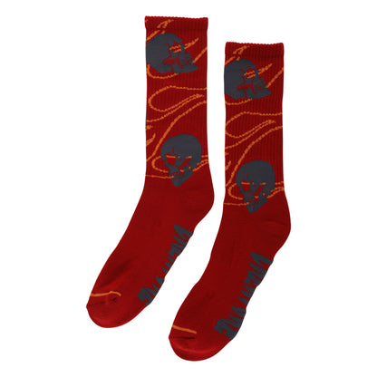 Creature | Spiral Skull Classic Crew Socks - Burgundy