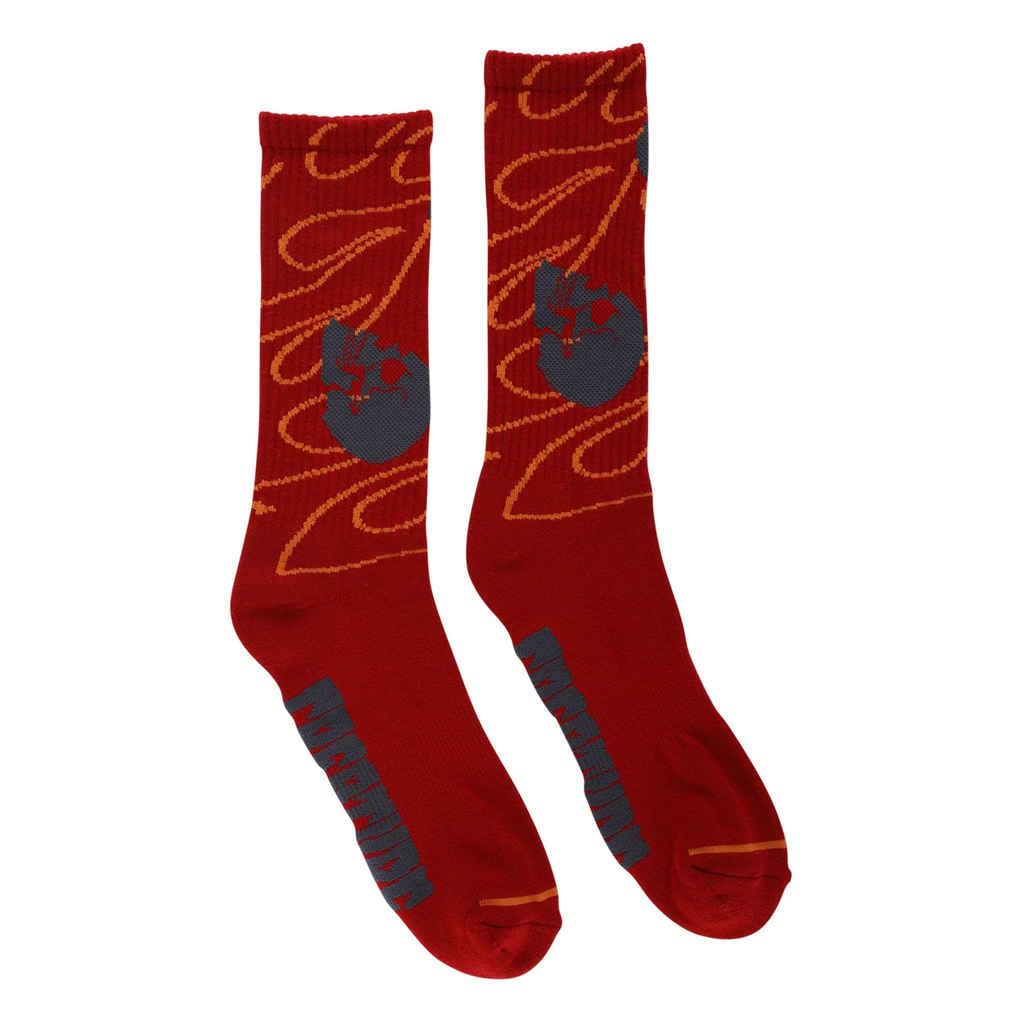Creature | Spiral Skull Classic Crew Socks - Burgundy