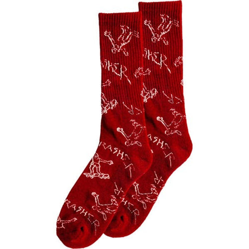 Thrasher | Gonz Logo Crew Socks - Red/White