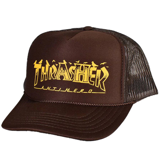 Thrasher | Anti-Hero Pigeon Mag Trucker Hat - Brown