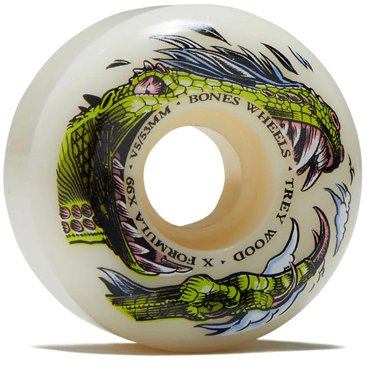 Bones | 53mm X99A Wood Dino-Sortas V5 Sidecut X-Formula Wheels - White