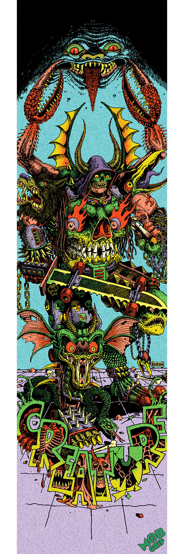 Mob | 9" x 33" Creature Riot Hallucination Graphic Skateboard Grip Tape