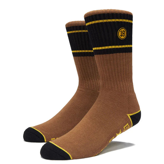 Anti-Hero | Hecho Por Skate EMB Crew Socks - Brown/Yellow/Black