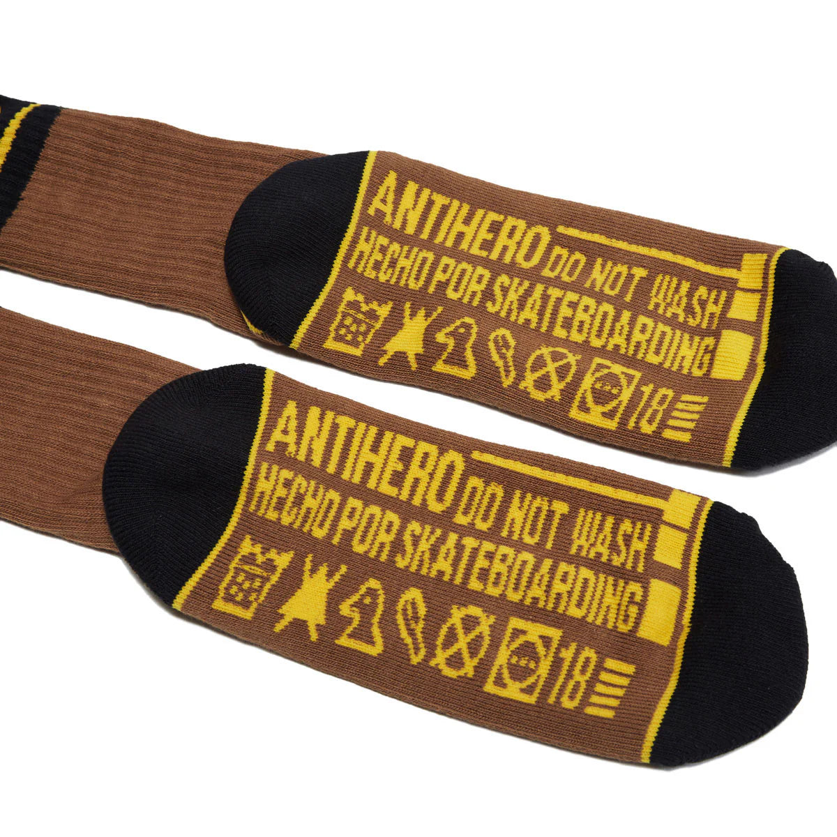 Anti-Hero | Hecho Por Skate EMB Crew Socks - Brown/Yellow/Black