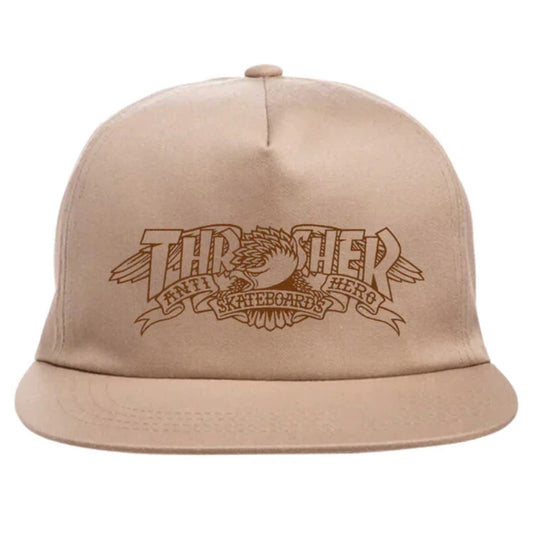 Thrasher | Anti-Hero Mag Banner Snapback Hat - Khaki