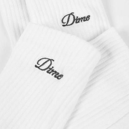 Dime | Two Pack Crew Socks - White (2 Pairs)
