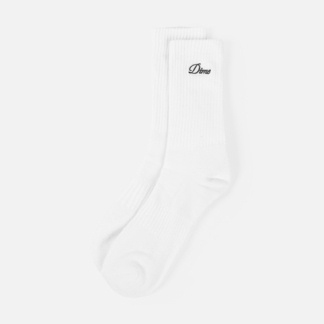 Dime | Two Pack Crew Socks - White (2 Pairs)