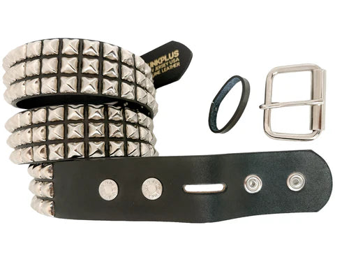 Funk Plus | 3 Row Pyramid Stud Leather Belt