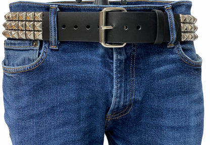 Funk Plus | 3 Row Pyramid Stud Leather Belt