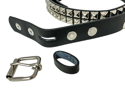 Funk Plus | 2 Row Pyramid Stud Leather Belt - Black