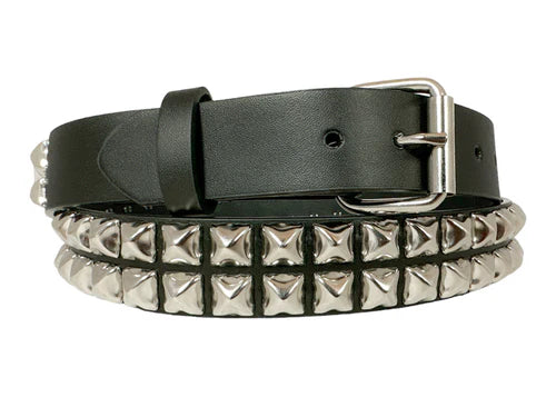 Funk Plus | 2 Row Pyramid Stud Leather Belt - Black