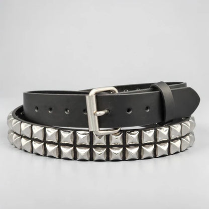 Funk Plus | 2 Row Pyramid Stud Leather Belt - Black