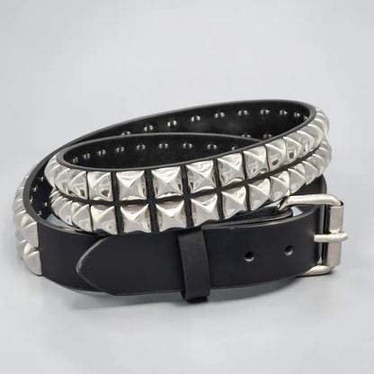 Funk Plus | 2 Row Pyramid Stud Leather Belt - Black