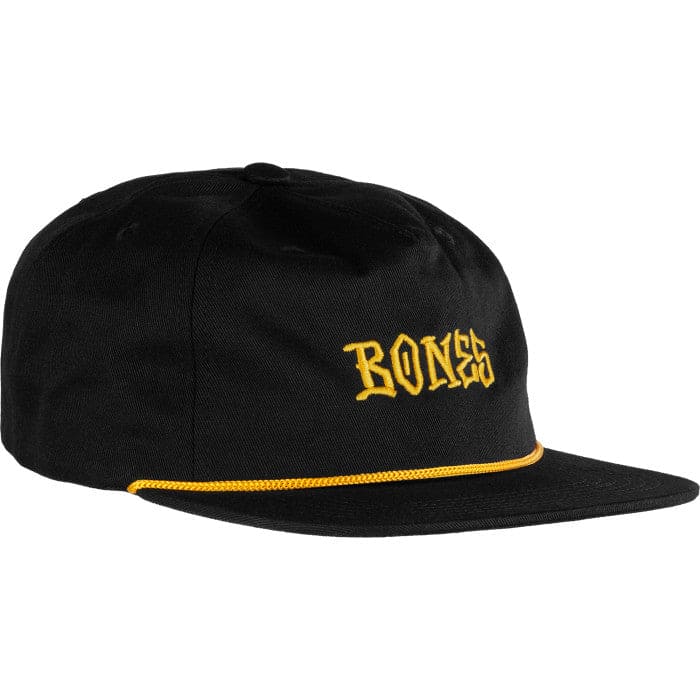 Bones | Bones Logo 5 Pannel Snapback Hat  - Black/Gold