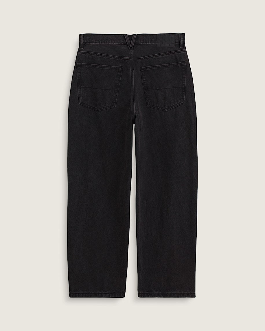 Black jeans on a light gray background