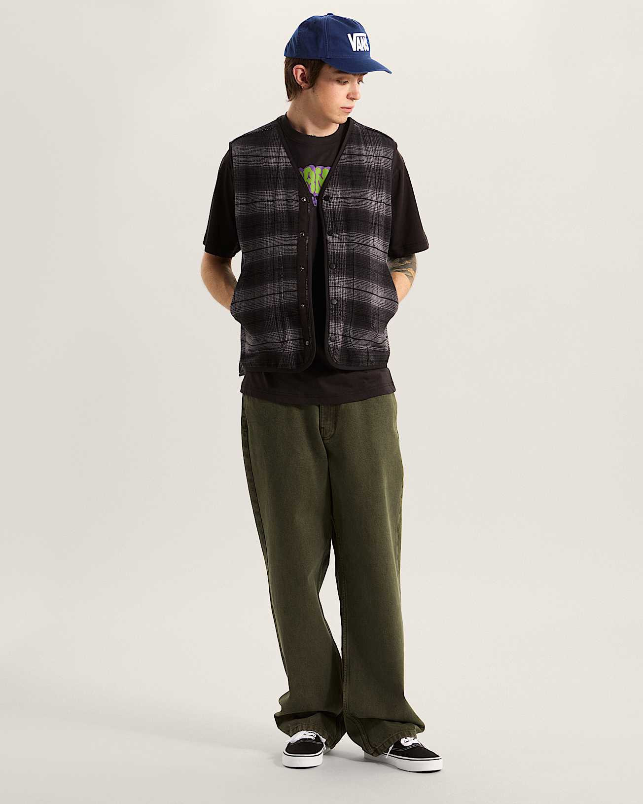 Vans | Check-5 Loose Denim Pants - Mossy Olive