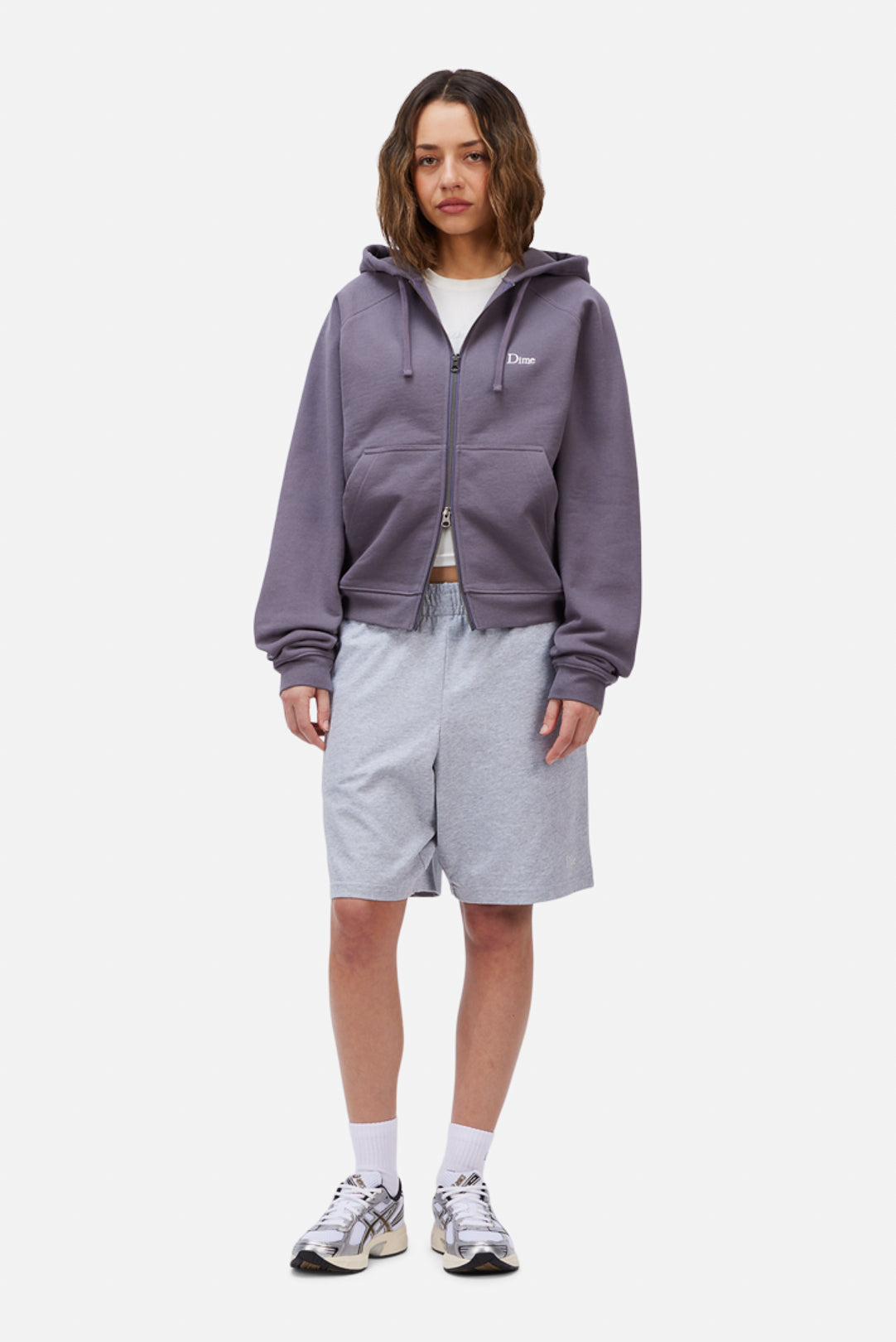 Dime | Classic Small Logo Heavyweight Zip Hoodie - Charcoal Grape