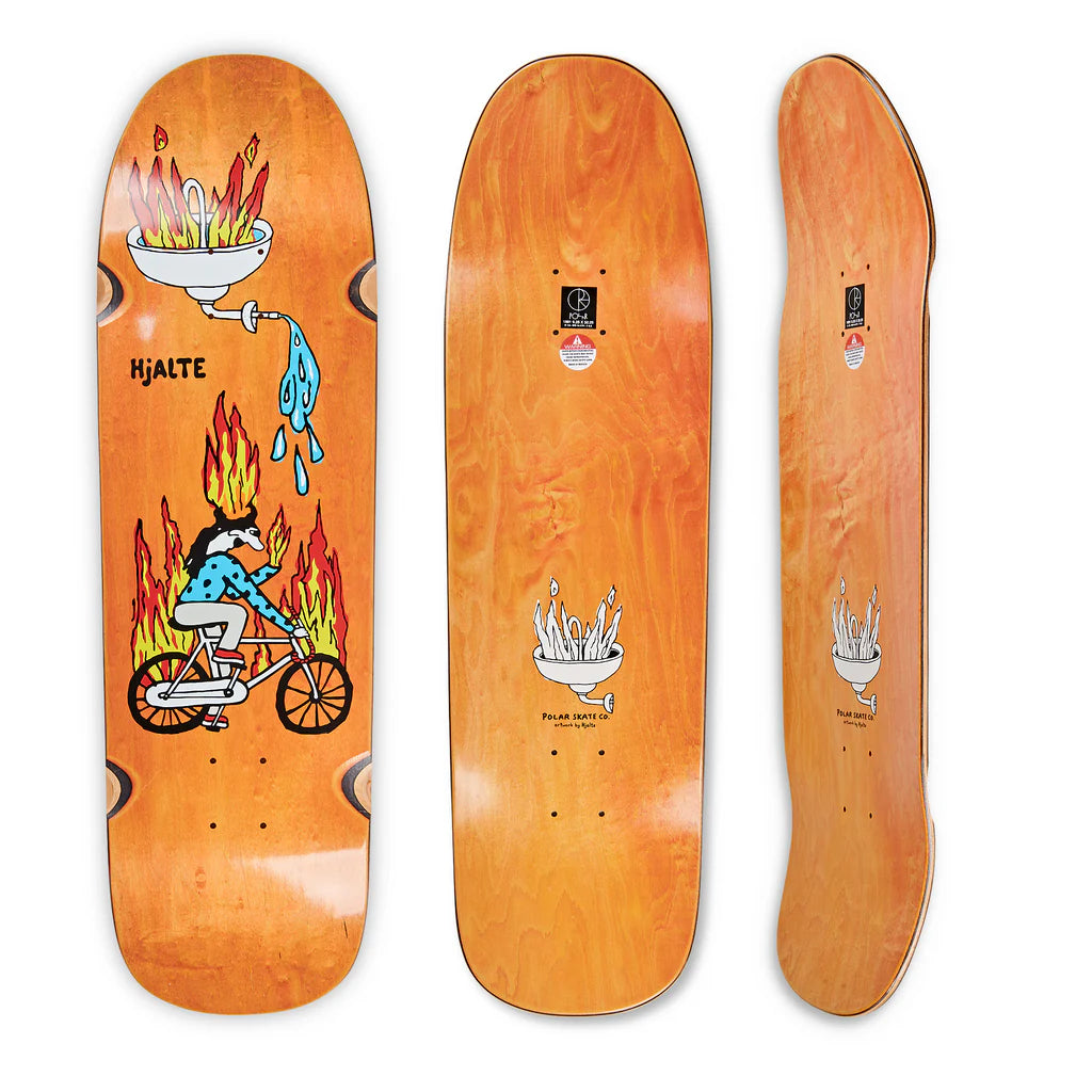 Polar | 9.25" Hjalte Halberg Fire Ride Deck - 1991 Shape/Wheel Wells/Yellow Stain