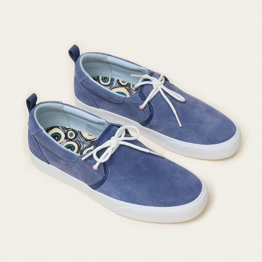 Pair of blue sneakers on a white background