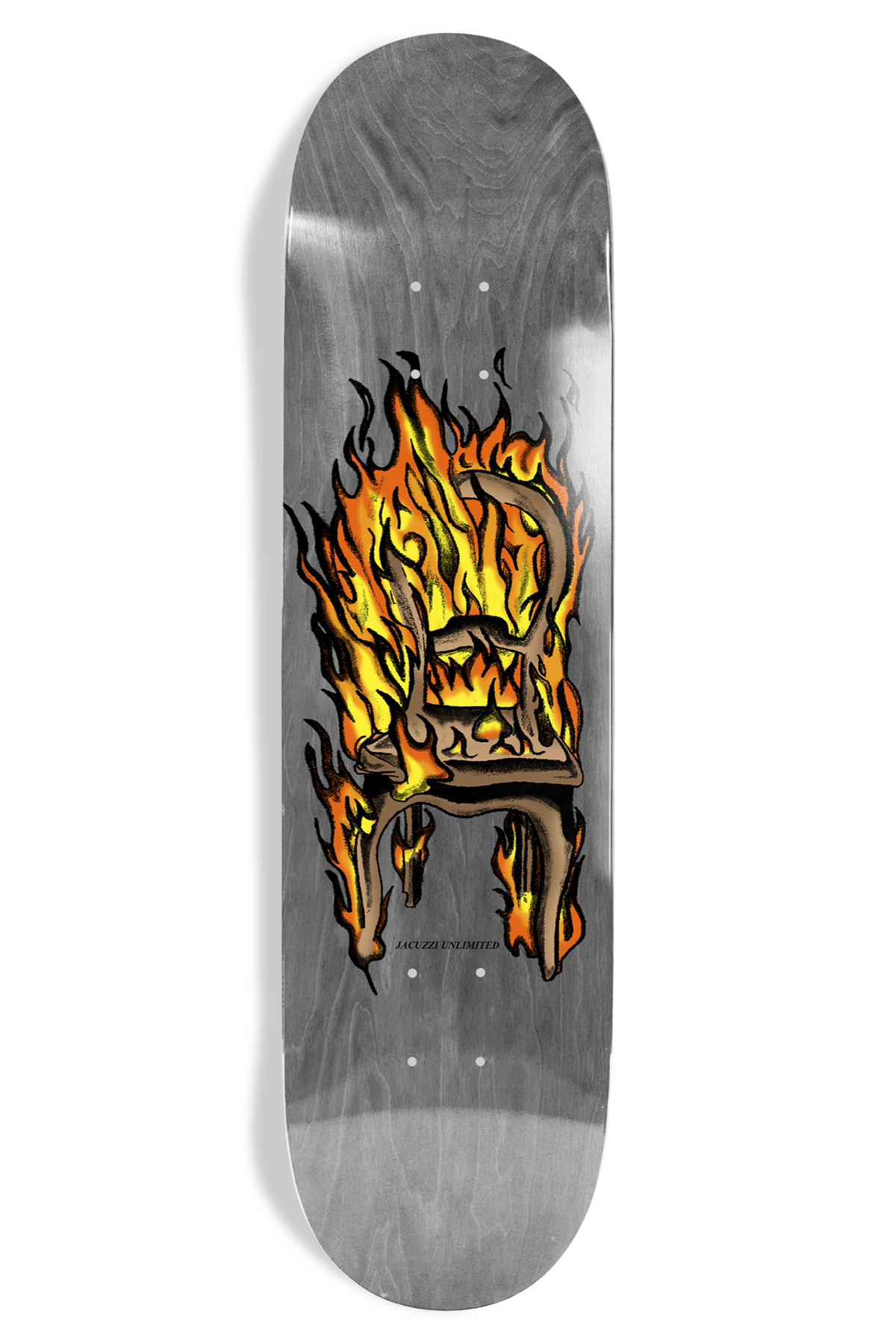 Jacuzzi Unlimited | 8.5" Chair On Fire Twin Tail EX7 Skateboard Deck