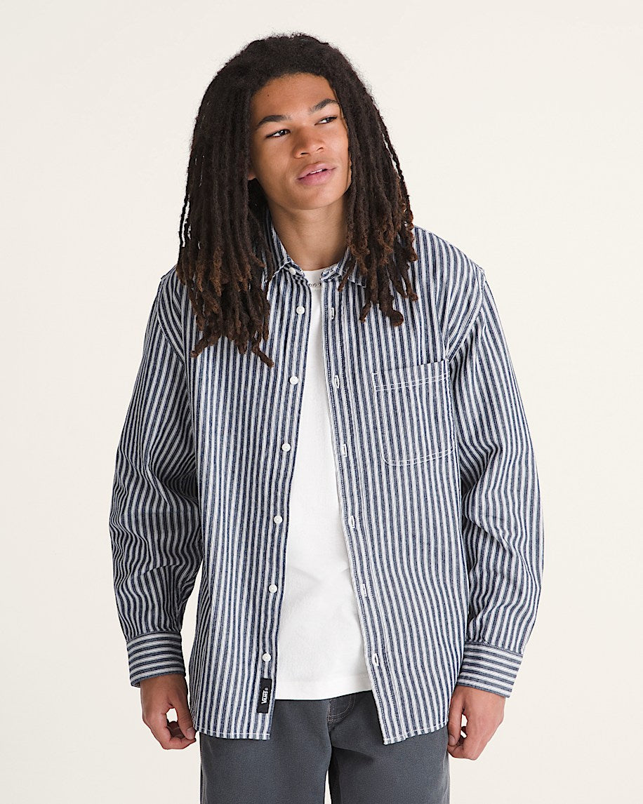 Vans | Lawson Work Stripe Long Sleeve Shirt - Parisian Night Blue