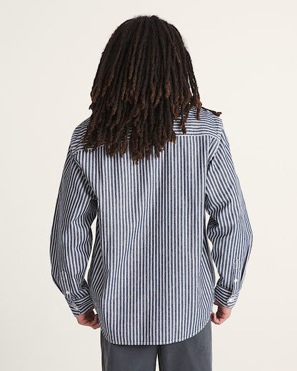 Vans | Lawson Work Stripe Long Sleeve Shirt - Parisian Night Blue