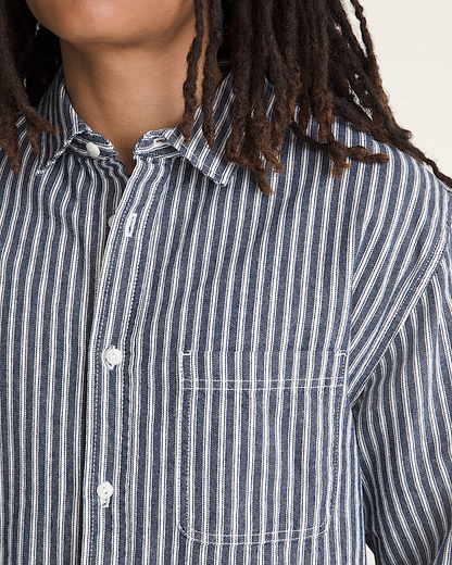 Vans | Lawson Work Stripe Long Sleeve Shirt - Parisian Night Blue