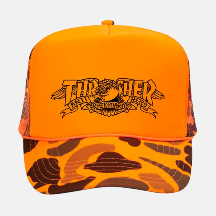 Thrasher | Anti-Hero Mag Banner Trucker Hat - Orange Camo