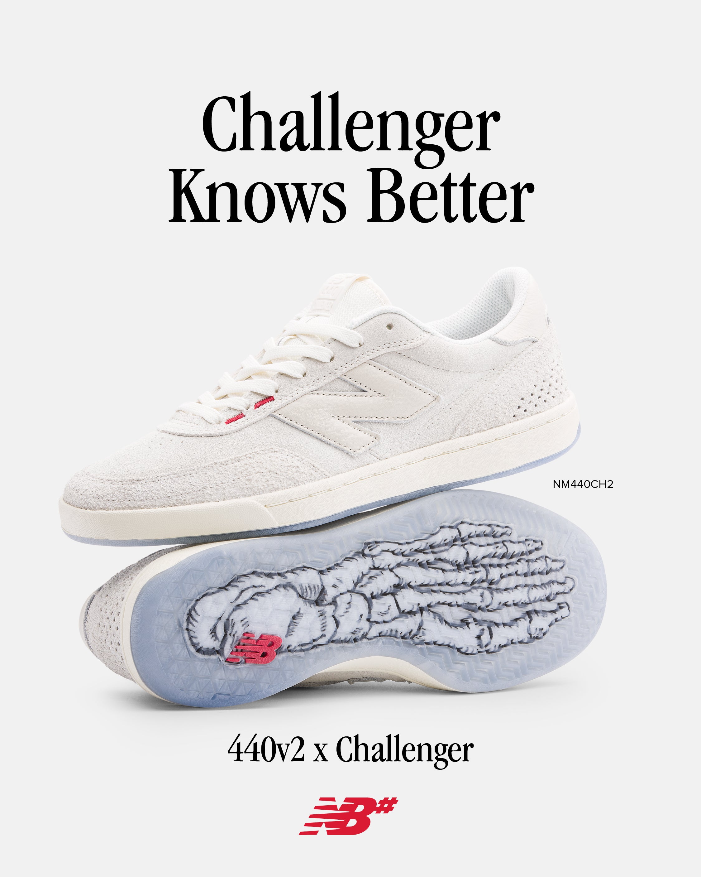靴 NB Numeric 440 V2 New Balance CHALLENGER New Balance Numeric 440 V2 Challenger Sea Salt Shoes – Long