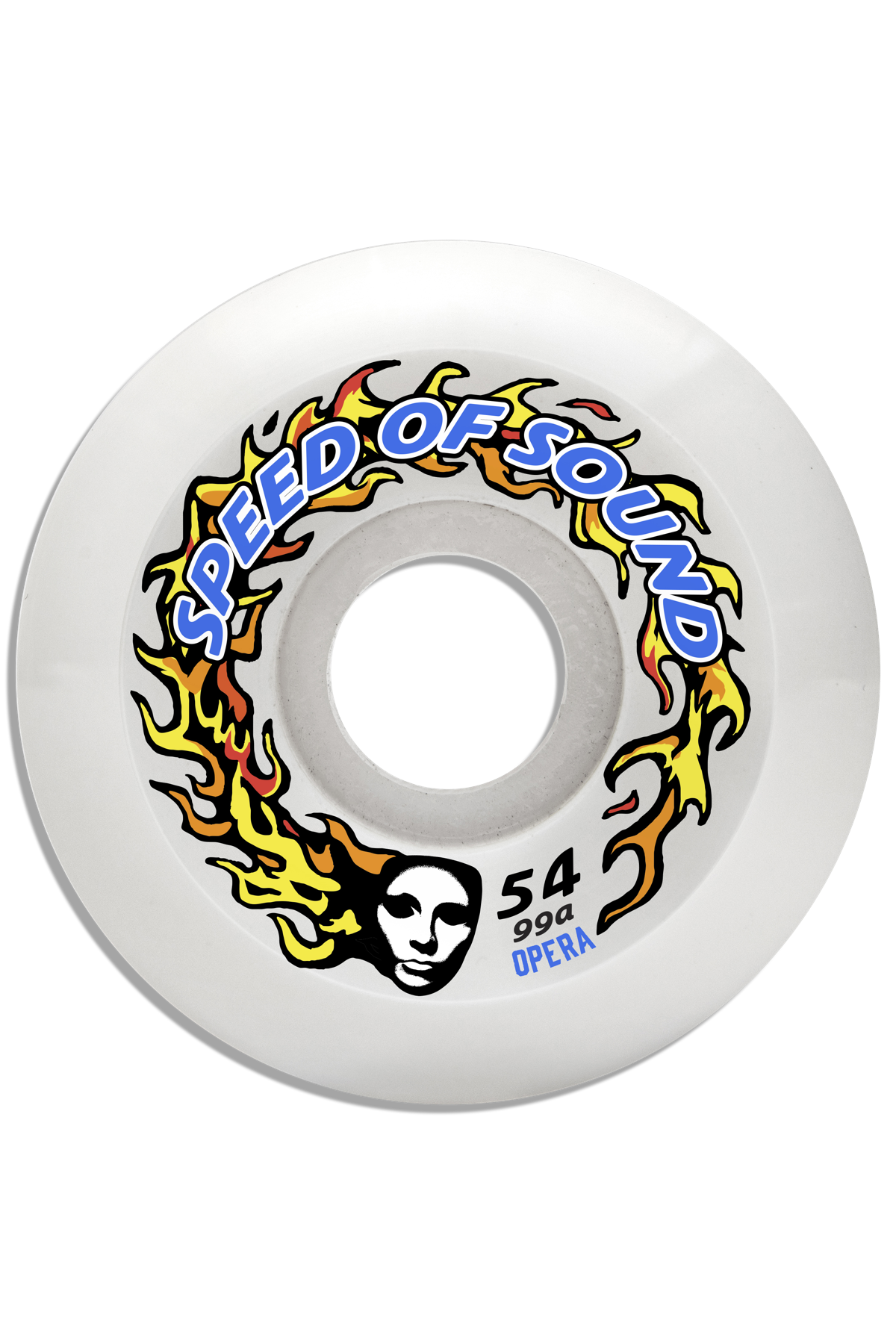 Opera | 54mm/99a Speed of Sound Fire Mask Hardline Conical Skateboard Wheels - White